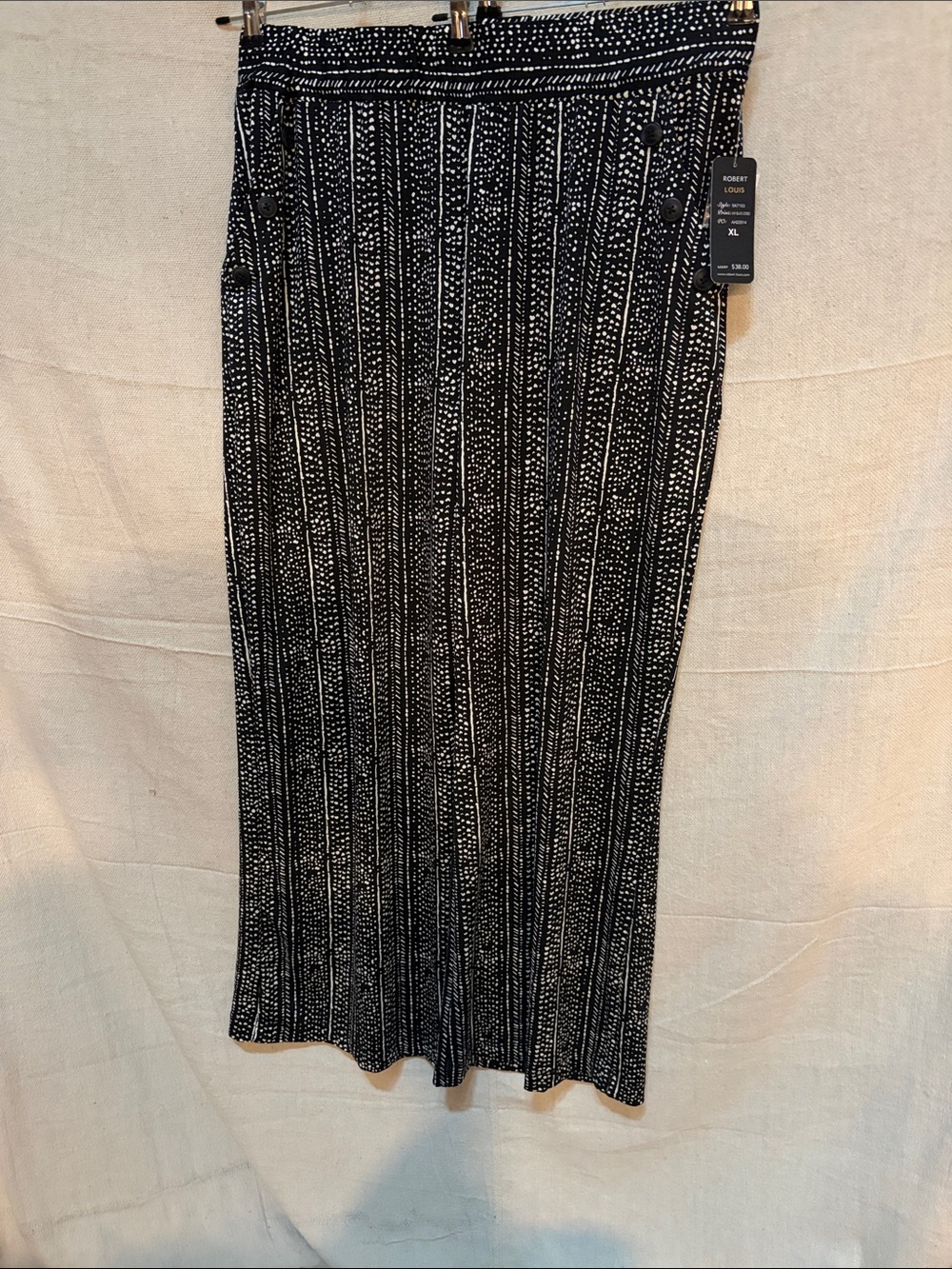 Robert Louis Black & White Wide-Leg Knit Pants